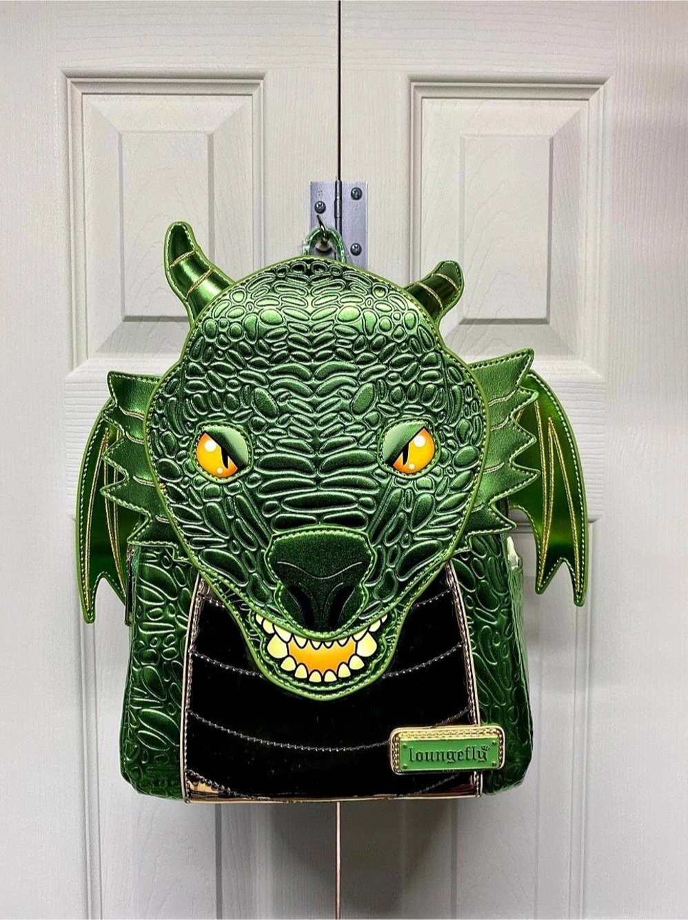 Loungefly UK Green Dragon Mini Backpack Green & Gold NWT